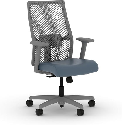 HON Ignition 2.0 ReActiv Ergonomic Office Chair, Mesh Desk Chair with Lumbar Support, Synchro‑Tilt Recline, Height and Width Adjustable Arms, Swivel Wheels, Titanium Frame, Nimbus
