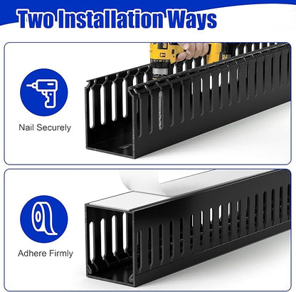 ZhiYo H1.6in W1.2in Professional Server Rack Cable Management Raceway, 99in (6 x L16.5in) Cable Raceway Kit, Electrically Safe PVC Open Slot Wire Raceway for Under Desk/Computer/Network Cords, White