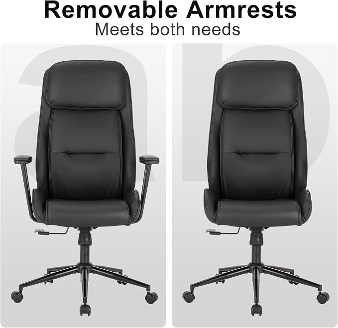 High Back Office Desk Chair,Ergonomic Reclining Office Chair,Modern Swivel Computer Chair,Conference Room Chairs,Black Leather Chair with Lumbar Support,330lbs (Pure Black)