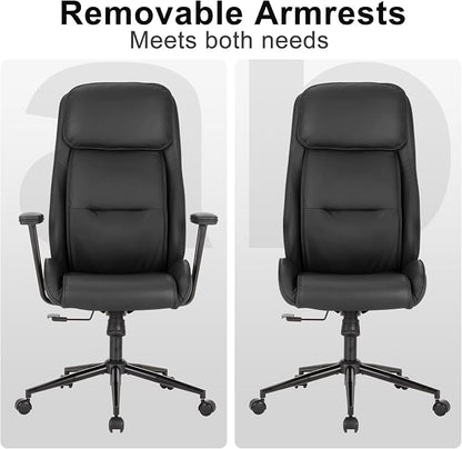 High Back Office Desk Chair,Ergonomic Reclining Office Chair,Modern Swivel Computer Chair,Conference Room Chairs,Black Leather Chair with Lumbar Support,330lbs (Pure Black)