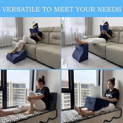 Foot Rest for Under Desk at Work.Multifunctional 3-Tier Foot Stool,with Washable Footrest.for Under Desk,Office Chair Gaming Chair & Sofa,Leg Elevation Pillow,Supports Posture (Dark Blue)