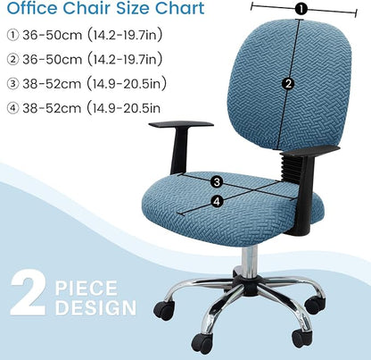 MIFXIN Computer Office Chair Cover Stretch Elastic Slipcover 2 Piece Jacquard Washable Computer Chair Covers Furniture Protector for Office Home, NO Chair Only Covers (Blue)
