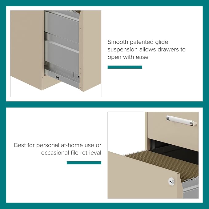 Lorell 14340 18 Deep 2-Drawer File Cabinet, Putty