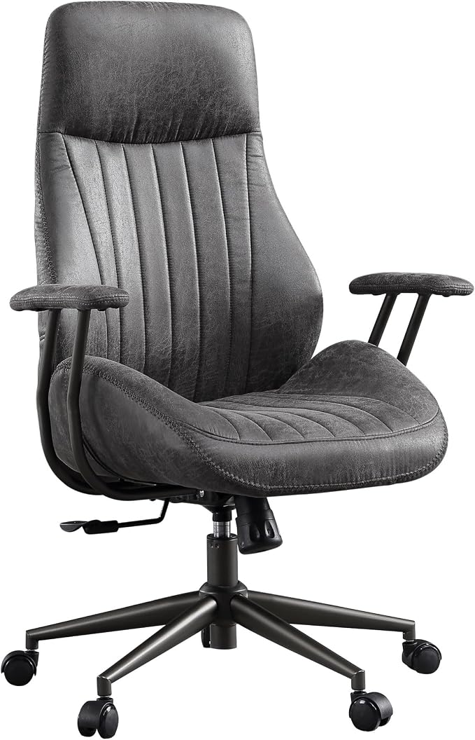 Home Office Chair,Ergonomic Computer Chair with Lumbar Support Adjustable Height,Mid-Century Modern Office Chair with Rolling Swivel Chair for Home Office Game Study(Suede High Back Chair,Gray)