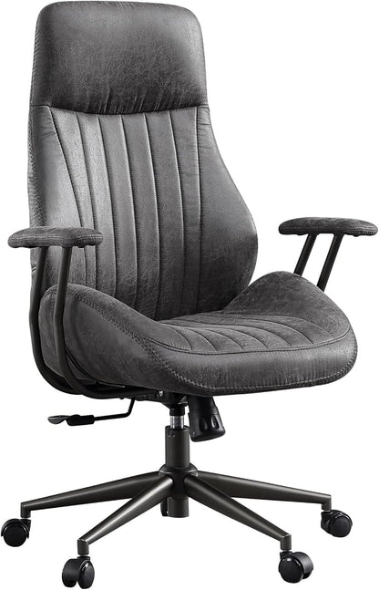 Home Office Chair,Ergonomic Computer Chair with Lumbar Support Adjustable Height,Mid-Century Modern Office Chair with Rolling Swivel Chair for Home Office Game Study(Suede High Back Chair,Gray)