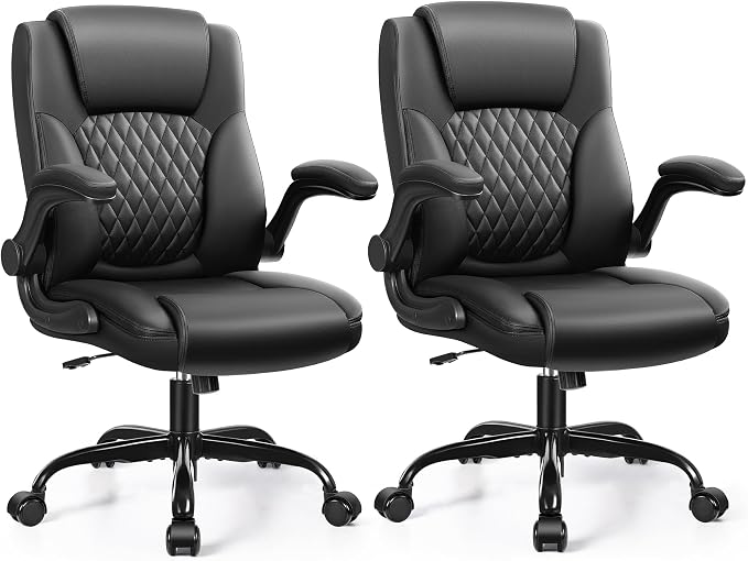 Leather Office Chair, PU Home Computer Desk Chairs with Ergonomic Back Support, 360°Swivel Free，Small Gaming Chair with Wheels and Adjustable Armrests, for Short People Use
