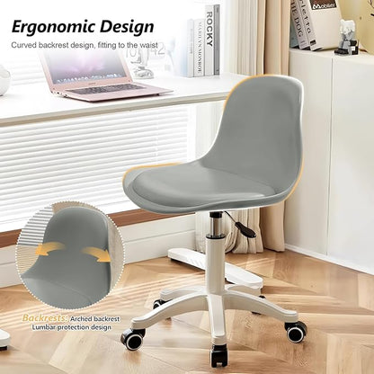 Home Office Chairs, Small Swivel Rolling Desk Chair with Silent Wheels and Low-Back,Armless Heavy-Duty Vanity Chair Height Adjustable for Bedroom,Students,Study,Teens