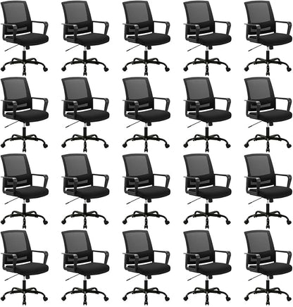 CLATINA Ergonomic Rolling Mesh Desk Chair with Executive Lumbar Support and Adjustable Swivel Design for Home Office Computer Black 20 Pack