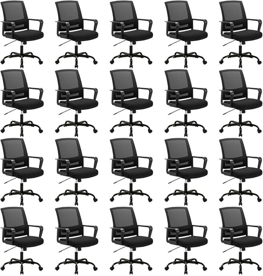 CLATINA Ergonomic Rolling Mesh Desk Chair with Executive Lumbar Support and Adjustable Swivel Design for Home Office Computer Black 20 Pack