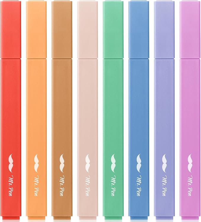 Mr. Pen- Aesthetic Highlighters No Bleed, 8 Pack, Rainbow Rangers | Chisel Tip, Cute Highlighters Assorted Colors for Journaling, Highlighting, Underlining, Fast Dry, Back to School Supplies