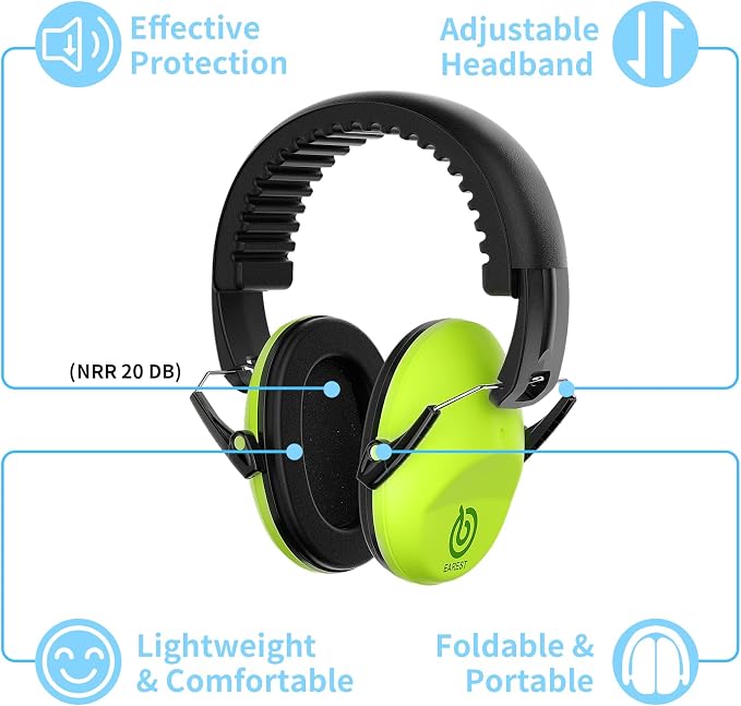 Protection Ear Muffs, Noise Reduction Safety Ear Muffs Shooting Earmuff NRR 20 dB Ear Defenders for Adults and Kids