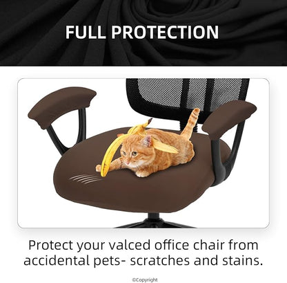 DIVA EN CAMINO DEC Stretchable Office Chair Seat Cushion Covers with Armrest Covers - Computer Chair Slipcover - Anti-Scratch Dogs, Cats, Pets Removable Washable Cushion Protectors (Mocha)