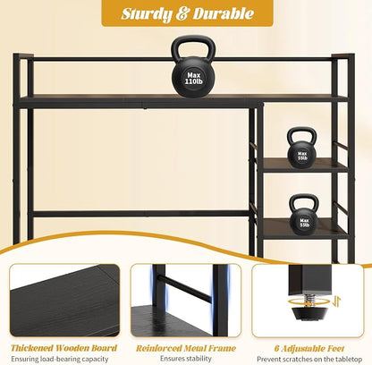 HavenlyYouth Desk Shelf, 38.6 Inch Wood Desk Organizer Shelf for Computer Monitor, Desk Hutch Storage, Desktop Shelf for Top of Desk, 3 Tier Desktop Bookshelf for Home Office Dorm, Black