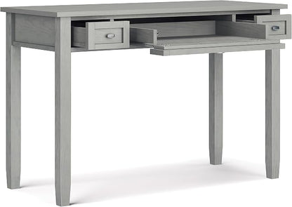 SIMPLIHOME Warm Shaker Desk - 48 Inch Wide Solid Wood Writing Desk in Fog Grey, Transitional Home Office Computer Table for Workspace or Study with Flip-Down Keyboard Tray and 2 Drawers