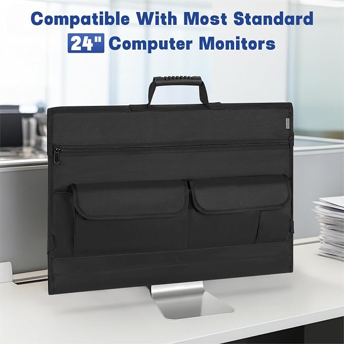 Monitor Carrying Case for 24" Monitors/LCD Screens, Compatible with iMac 21.5"/24", Protective Travel Carrying Bag with Padded Velvet and Carry Handle