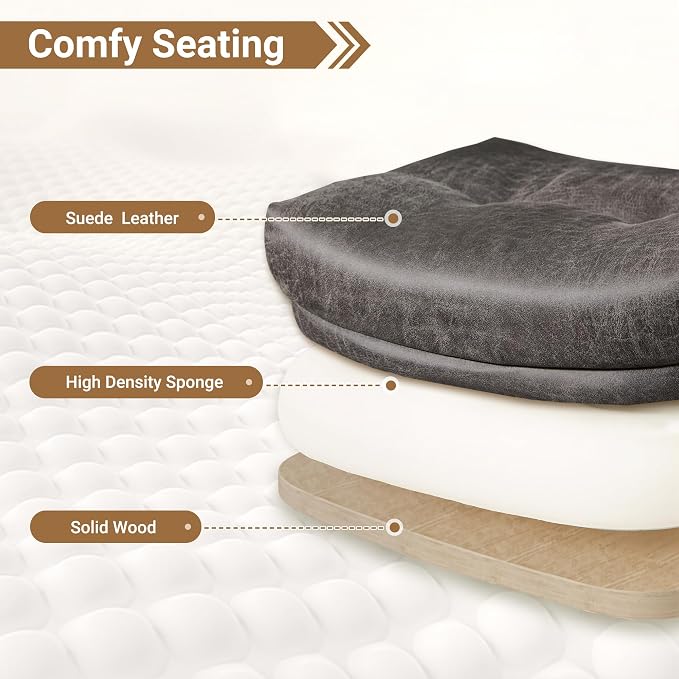 Ergonomic Home Office Chair, Mid-Century Faux Leather Home Office Desk Chairs with Wheels, Office Computer Chair with Rocking Swivel (Gray,Suede)