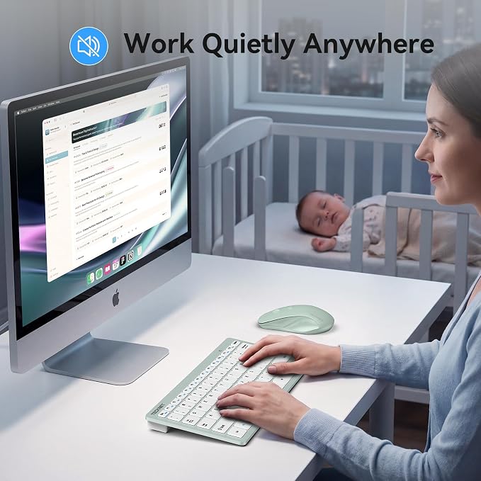 TECKNET Wireless Keyboard and Mouse Combo, Mini Cordless Computer Keyboard and Mouse Set 2.4GHz, Silent Adjustable 1600 DPI, Quiet Click, Lag-Free for Computer, Laptop, PC, Windows, Mac, Chrome OS