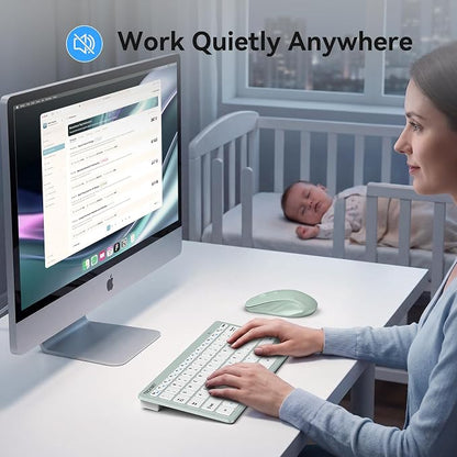 TECKNET Wireless Keyboard and Mouse Combo, Mini Cordless Computer Keyboard and Mouse Set 2.4GHz, Silent Adjustable 1600 DPI, Quiet Click, Lag-Free for Computer, Laptop, PC, Windows, Mac, Chrome OS