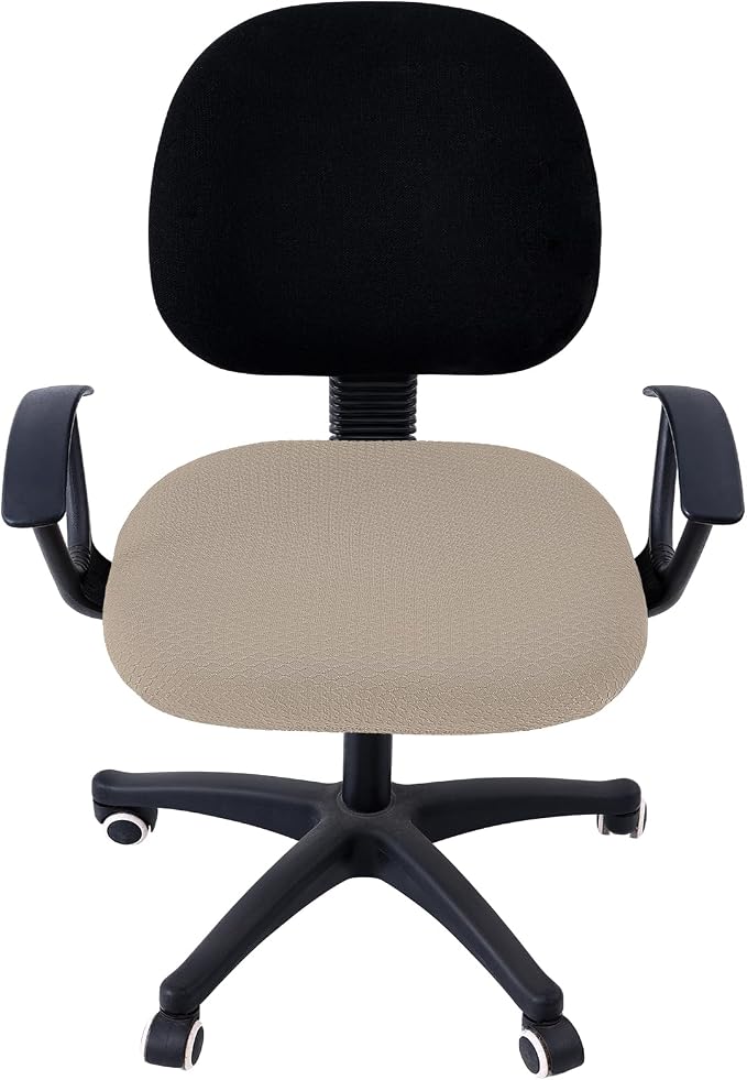 Smiry Stretch Jacquard Office Computer Chair Seat Covers, Removable Washable Anti-dust Desk Chair Seat Cushion Protectors - Taupe