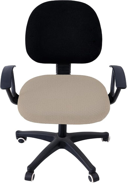 Smiry Stretch Jacquard Office Computer Chair Seat Covers, Removable Washable Anti-dust Desk Chair Seat Cushion Protectors - Taupe
