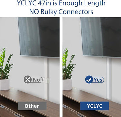 47in TV Cord Hider, YCLYC Cord Hider for Wall Mount TV, Large Cable Hider, Paintable Wire Covers for Cords, Cable Management Cord Organizer, Wire Hiders for TV on Wall 3*L15.7in W2in H0.7in, White