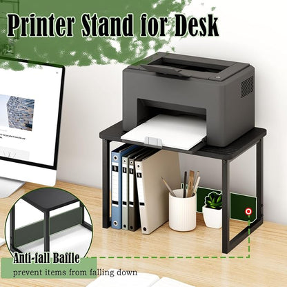 MARTY Printer Stand with Storage for Desk, Desktop Printer Stand Shelf Organzier for Home/Office Heavy Duty Printer Riser Under Desk Small Printer Table for Fax Machine Copier Scanner(Black)