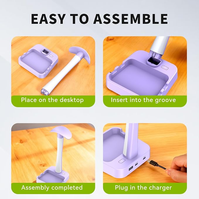 Headphone Stand with Charger,Gaming Headset stand with RGB Light Mode,For Airpod Max Stand,Desk Lamp,Phone Holder,Tablet Holder,desktop organizer,Gifts for Gamers & Music Lover (Purple)