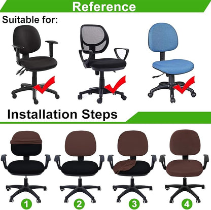 Smiry Stretch Jacquard Office Computer Chair Covers, Removable Washable Universal Desk Rotating Chair Slipcovers Protector, Seat + Backrest Cover, Light Chocolate