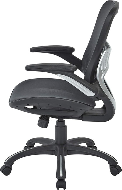 Office Star Riley Ventilated Manager's Office Desk Chair with Breathable Mesh Seat and Back, Black Base with Black