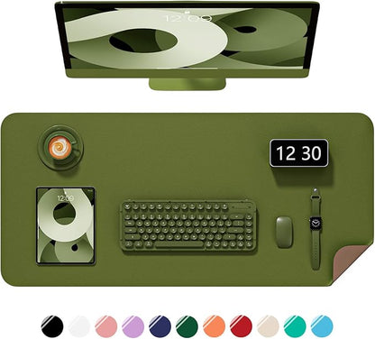 Desk Pad, 35.5" x 17" PU Leather Non-Slip Desk Mat Large Mouse Pad for Desktop, Waterproof Laptop Computer Writing Mat for Office, Home, Work, Gaming, Grass Green