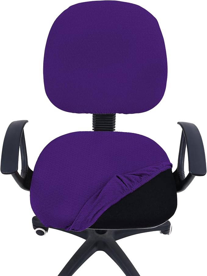 Smiry Stretch Jacquard Office Computer Chair Covers, Removable Washable Universal Desk Rotating Chair Slipcovers Protector, Seat + Backrest Cover, Violet