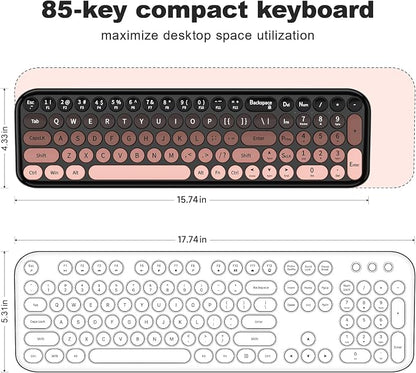 MOFII Wireless Keyboard and Mouse Combo, Compact Small Keyboard with Large Print, 2.4GHz Retro Typewriter Keyboard, Quiet Click Mouse for PC, Laptop, Desktop, Windows (BlackBerry Gradient)