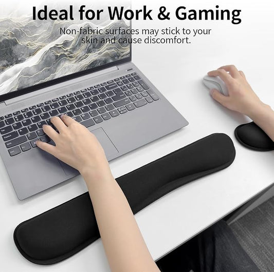 Bloss 2 Black Wrist Rest for Mouse & Keyboard, Ergonomic Wrist Support | Soft Memory Foam, Rubber Non-Slip, Wrist Rest for Mouse, Breathable, 1.2" Thick