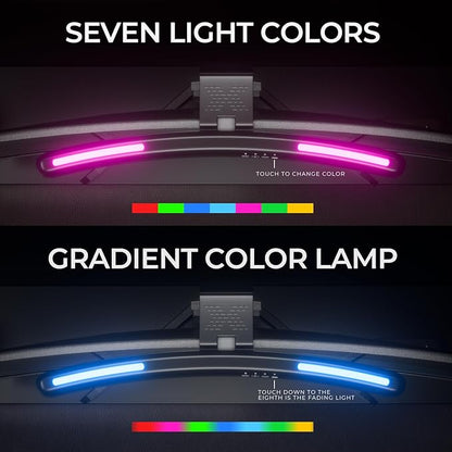 Monitor Light Bar Curved, RGB Backlight, Computer Screen Lamp for Eye Care, Dual Light Mode with Touch Control Timed, Gaming Accessory, Radius of Curvature 1500 mm