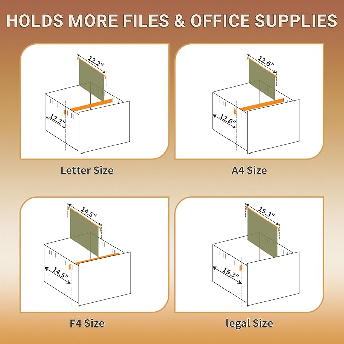 3 Drawer Under Desk Storage,Small File Cabinet with Lock,Filing Cabinet for Home Office,Mobile Metal Drawer Organizer for Letter/Legal/A4,Fully Assembled,Black