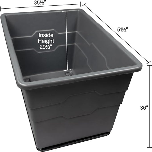 ReadySpace Commercial 20 Bushel Utility Cart with Steel Base, Poly Box Basket Truck, Laundry Cart, and Rolling Trash Bin, 51.5-Inch x 35.5-Inch x 36-Inch, 1000 Pound Weight Capacity, Red