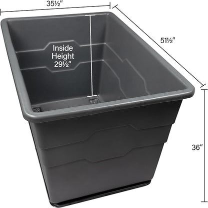 ReadySpace Commercial 20 Bushel Utility Cart with Steel Base, Poly Box Basket Truck, Laundry Cart, and Rolling Trash Bin, 51.5-Inch x 35.5-Inch x 36-Inch, 1000 Pound Weight Capacity, Yellow