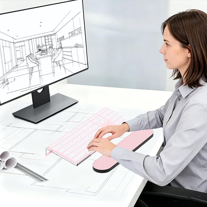 KOTEMON Acrylic Tilted Computer Keyboard Stand for Ergonomic Typing, Keyboard Tray Holder with Silicone Non-Slip Case, Clear