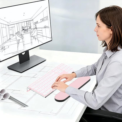 KOTEMON Acrylic Tilted Computer Keyboard Stand for Ergonomic Typing, Keyboard Tray Holder with Silicone Non-Slip Case, Clear