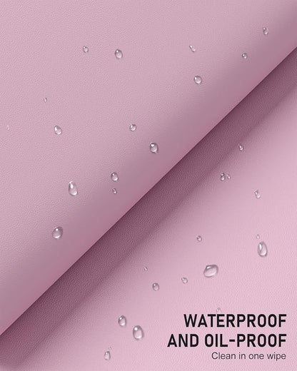Desk Pad, 35.5" x 17" PU Leather Non-Slip Desk Mat Large Mouse Pad for Desktop, Waterproof Laptop Computer Writing Mat for Office, Home, Work, Gaming, Pink