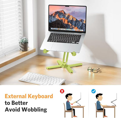 OMOTON 360° Rotating Laptop Stand Riser for Desk, Ergonomic Foldable Computer Stand Adjustable Height Angles for Collaborative Work, Easy Storage Fit Macbooks,All Laptops up to 16 inches, Citron