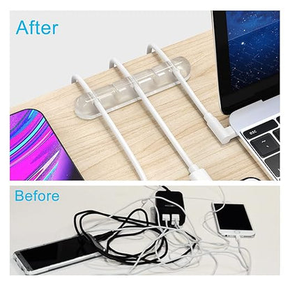 INCHOR Cord Organizer, Clear Cable Clips Cable Management, Cable Organizers USB Cable Holder Wire Organizer Cord Clips, 2 Packs Cord Holder for Desk Car Home and Office (5, 3 Slots)