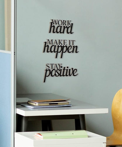 Putuo Decor Motivational Wall Decor Set of 3, Inspirational Wall Art “Work Hard Stay Positive Make It Happen” Positive Quotes Wall Decor for Home Office Dorm Classroom Decor