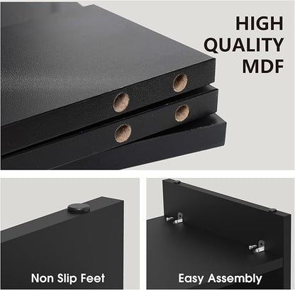 Fenge Monitor Stand, 31.5 Inch Computer Monitor Riser for Desk, 2 Tiers Wood Desk Shelf with Storage, Desktop Organizer for PC, Laptop, Screen, Printer