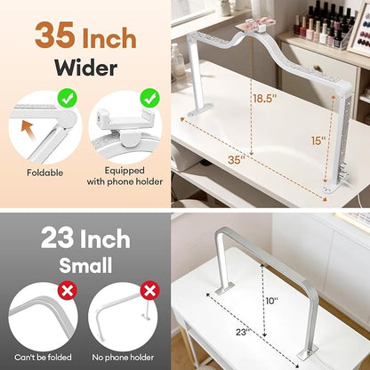 Arch Half Moon Light: Professional 34 inch 420 LED Beads - Nail Lamp for Desk Adjustable Brightness 3 Color Temperature - Foldable Nail Tech Light for Manicure Crafting