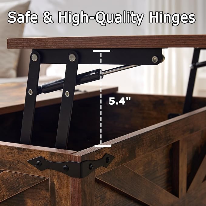 Farmhouse Coffee Table and End Table Sets of 3, 3 Piece Living Room Tables Set with Charging Station, Lift Top Coffees and 2 Large Side, Wood Furniture Sets with Storage, Brown