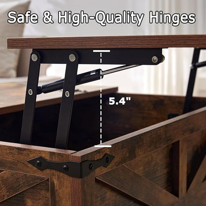Farmhouse Coffee Table and End Table Sets of 3, 3 Piece Living Room Tables Set with Charging Station, Lift Top Coffees and 2 Large Side, Wood Furniture Sets with Storage, Brown