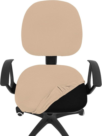 Smiry Stretch Jacquard Office Computer Chair Covers, Removable Washable Universal Desk Rotating Chair Slipcovers Protector, Seat + Backrest Cover, Khaki