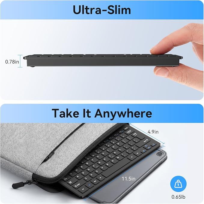 TECKNET Wireless Keyboard and Mouse Combo, 2.4G Mini Cordless Computer Keyboard and Mouse Set, Silent Adjustable 1600 DPI, Quiet Click, Lag-Free for Computer, Laptop, PC, Windows, Mac, Chrome OS