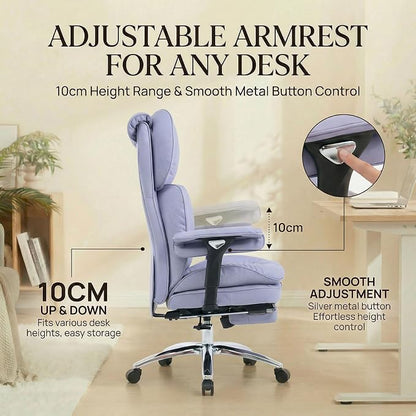 Efomao Big & Tall Desk Chair, Wide Executive Office Chair with Footrest Purple